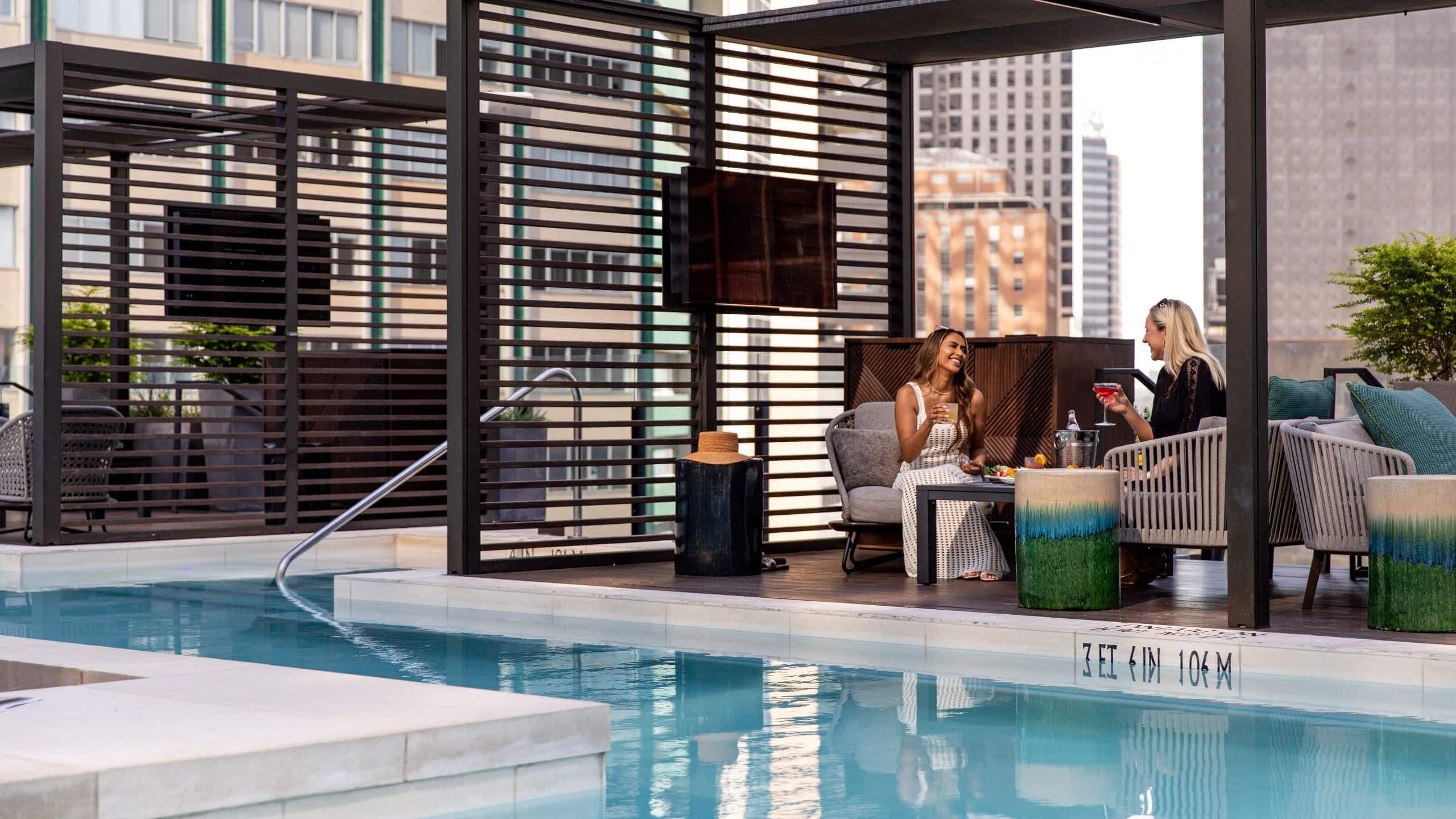 Thompson Dallas Poolside Cabanas Ladies Smiling